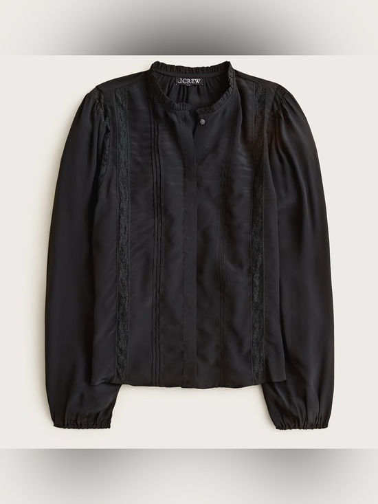 J. Crew Tops - J. Crew Lace-trim Pintuck Top Black Medium NWT IN PACKAGE